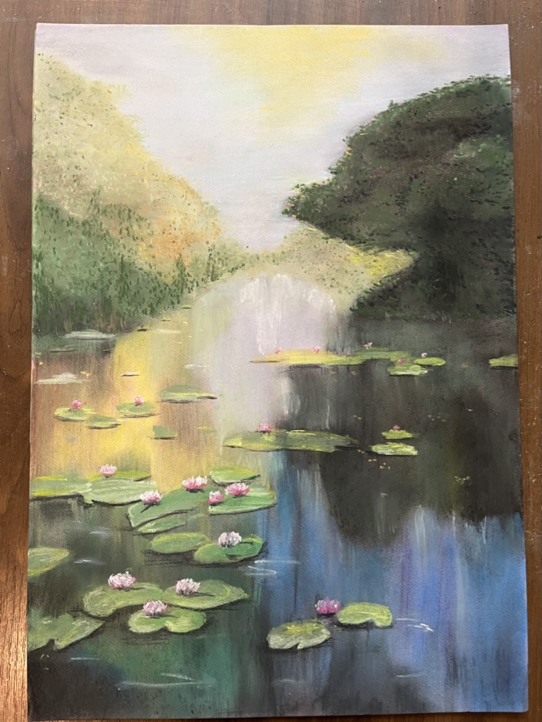 lekna, krajina - kresba, pastel