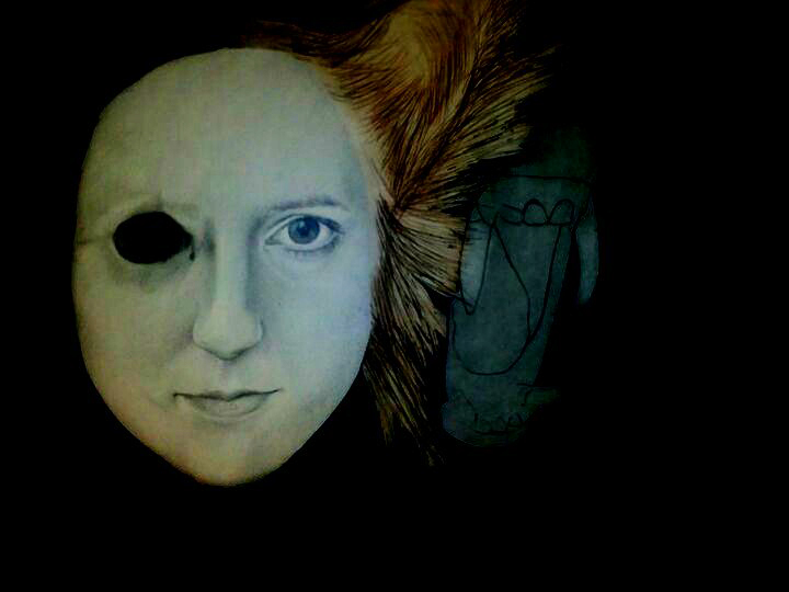 autoportret - kombinovaná technika: tužka, lept, monotypie