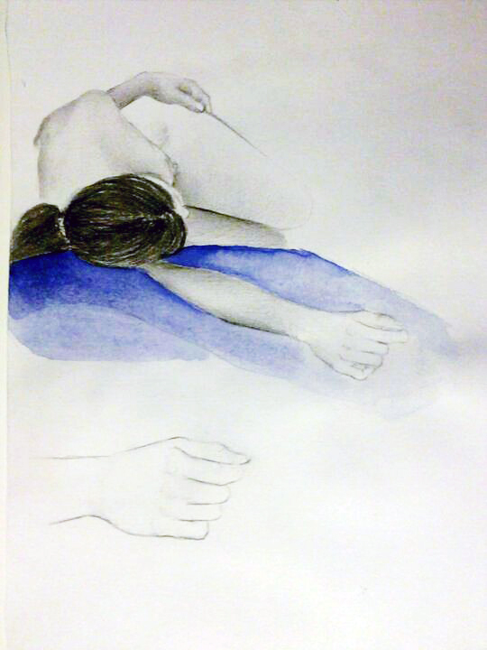 akt - figurální kresba, kombinovaná malba