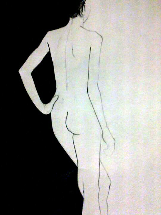 žena, akt - figurální kresba, kombinovaná malba a lept