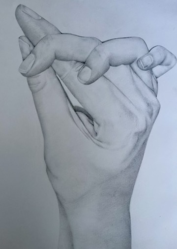 detail ruky - kresba tužkou, velkoformát
