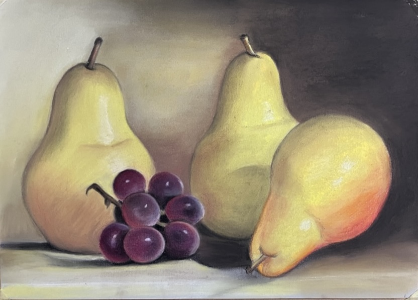 zátiší s ovocem - kresba pastel